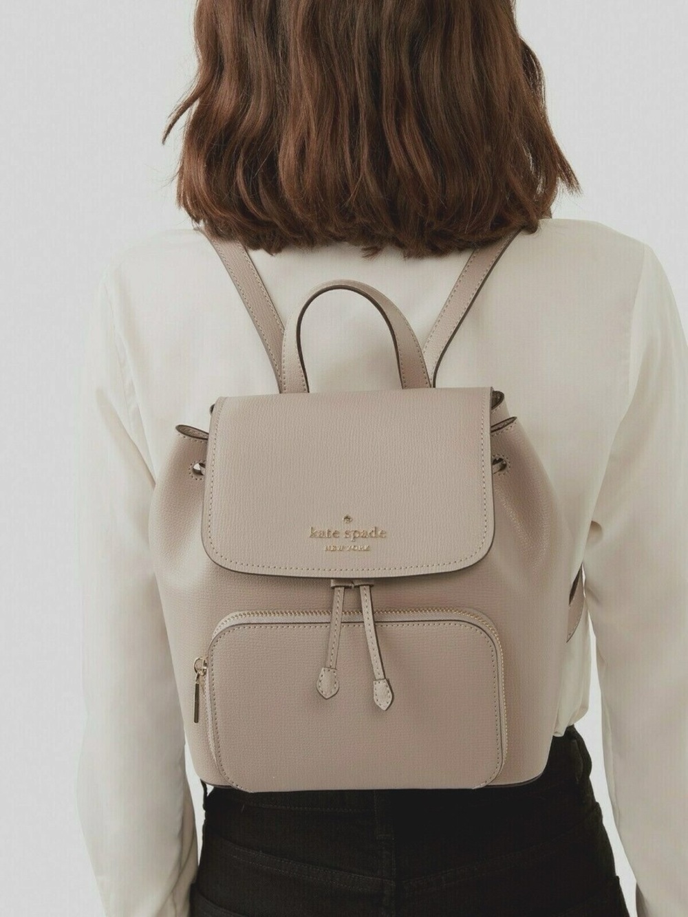 kate spade Darcy Medium Flap Leather Backpack - Taupe